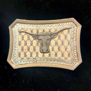 Cattle Skull Texas Longhorn Steer Bull Western Cowboy 1970s Vintage Belt Buckle